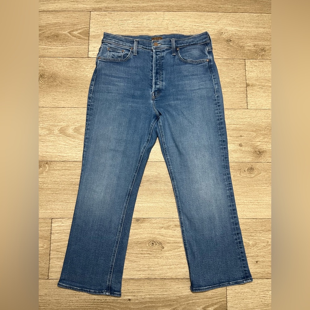 MOTHER The Tripper Ankle High Rise Jeans Women Size 33 Straight Leg Blue Denim